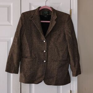 Lauren Ralph Lauren Houndstooth  wool tweed blazer jacket  Sz 8P